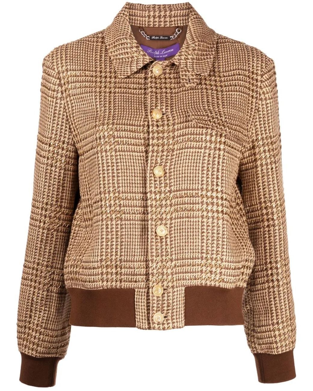 Ralph Lauren Brown Plaid-Check Bomber Jacket