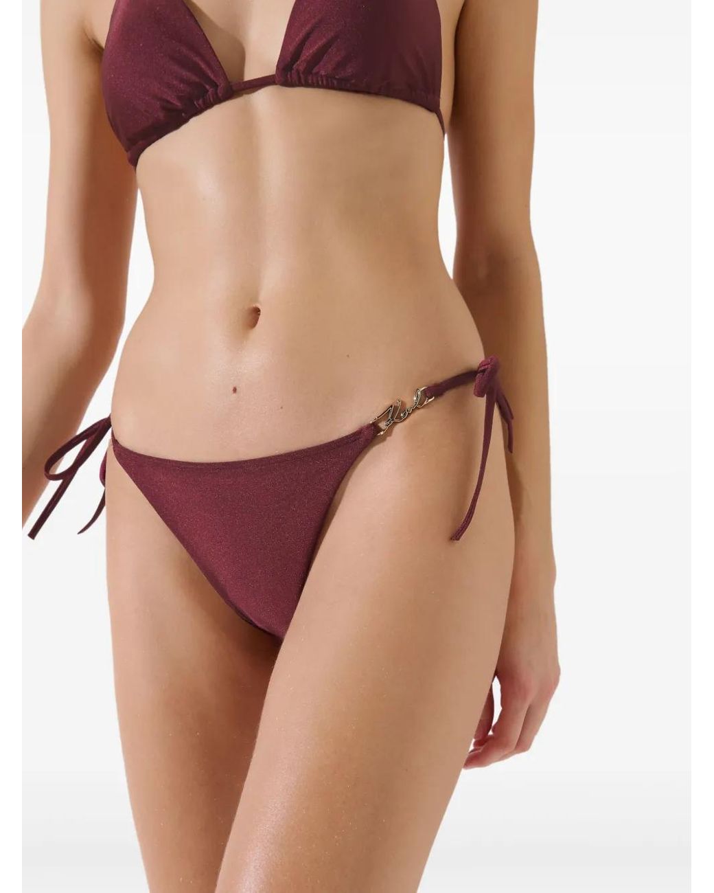 Karl Lagerfeld Purple Side-Tie Bikini Bottoms