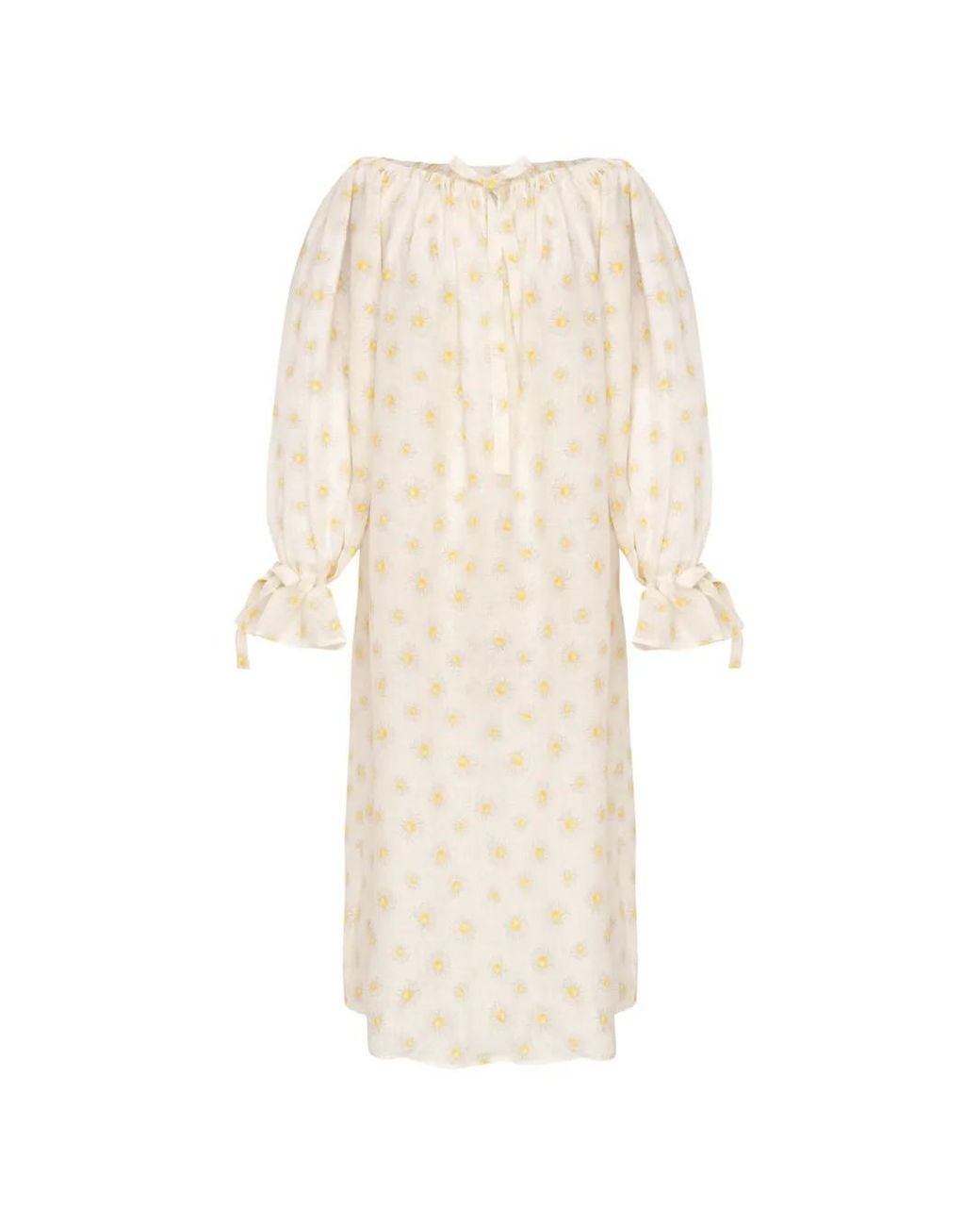 Sleeper White Cha-Cha Ruffled Midi Dress