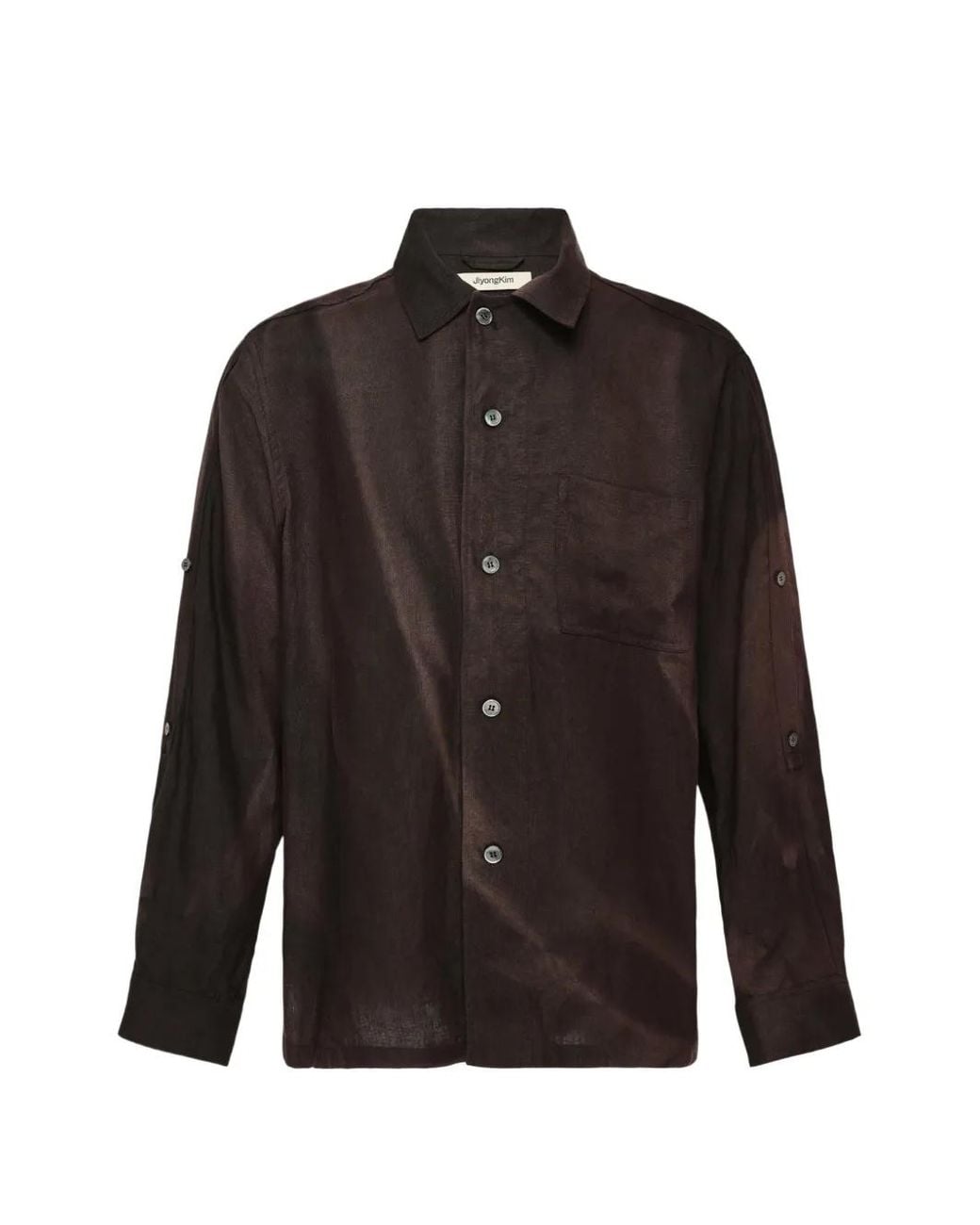 JiyongKim Brown Chemise Boutonnée À Effet Délavé for men