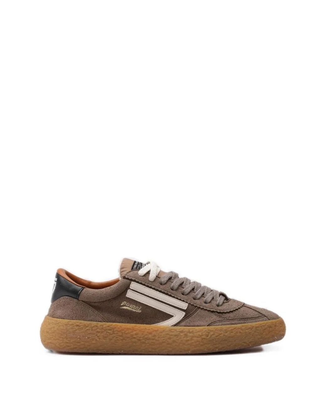 PURAAI Brown Logo-Patch Suede Sneakers for men
