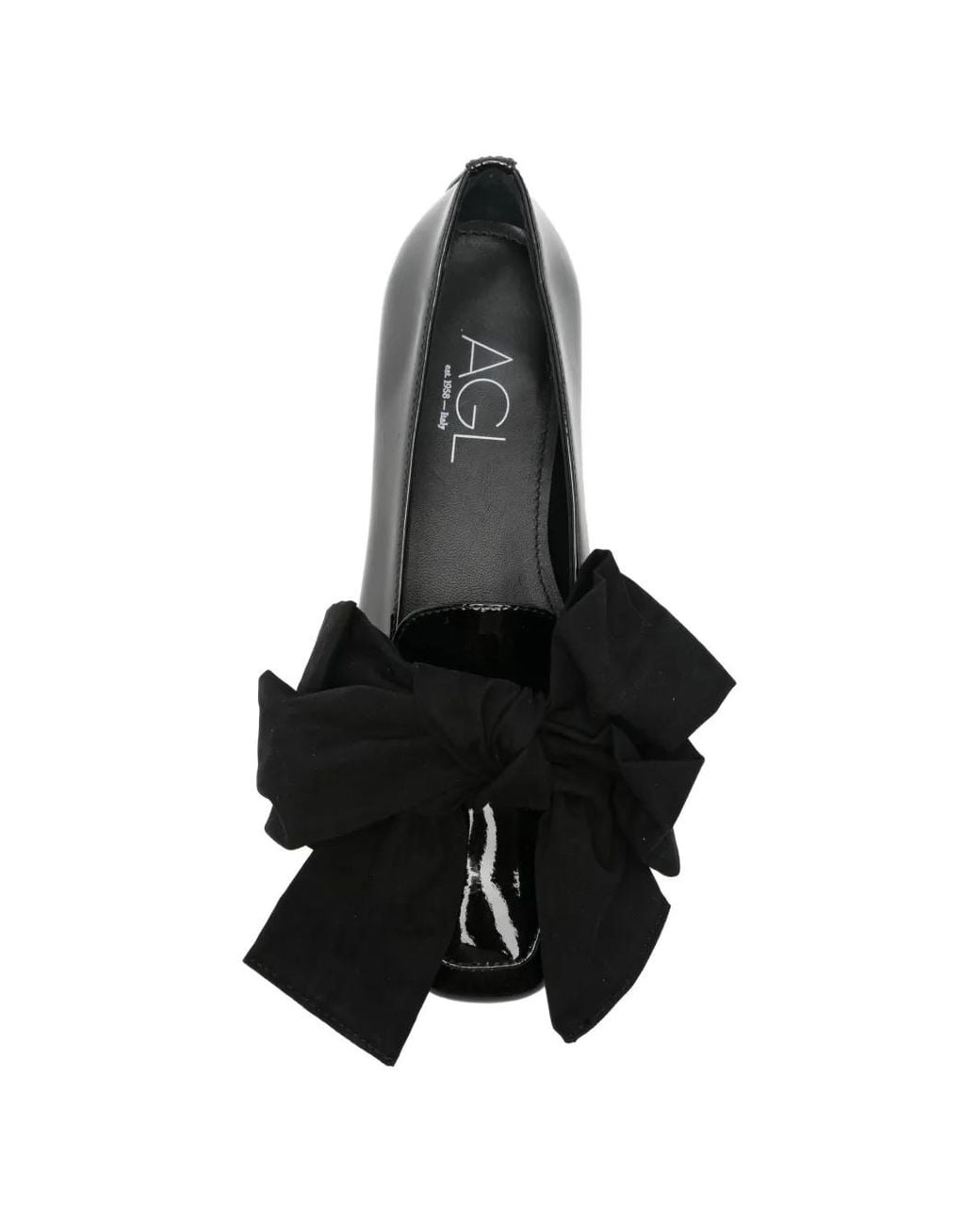 Agl Attilio Giusti Leombruni Black Bow-Detail Leather Ballet Flats