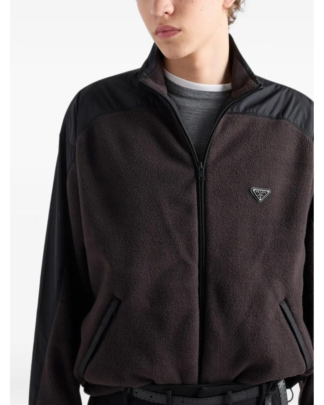 Prada Black Triangle-Logo Jacket for men