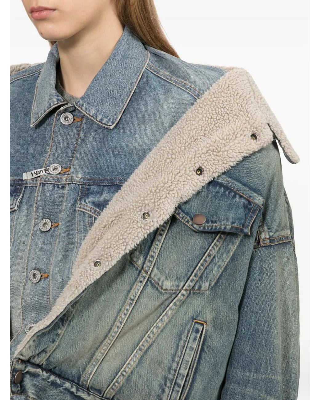 Maison Mihara Yasuhiro Blue Shifted Layered Denim Jacket