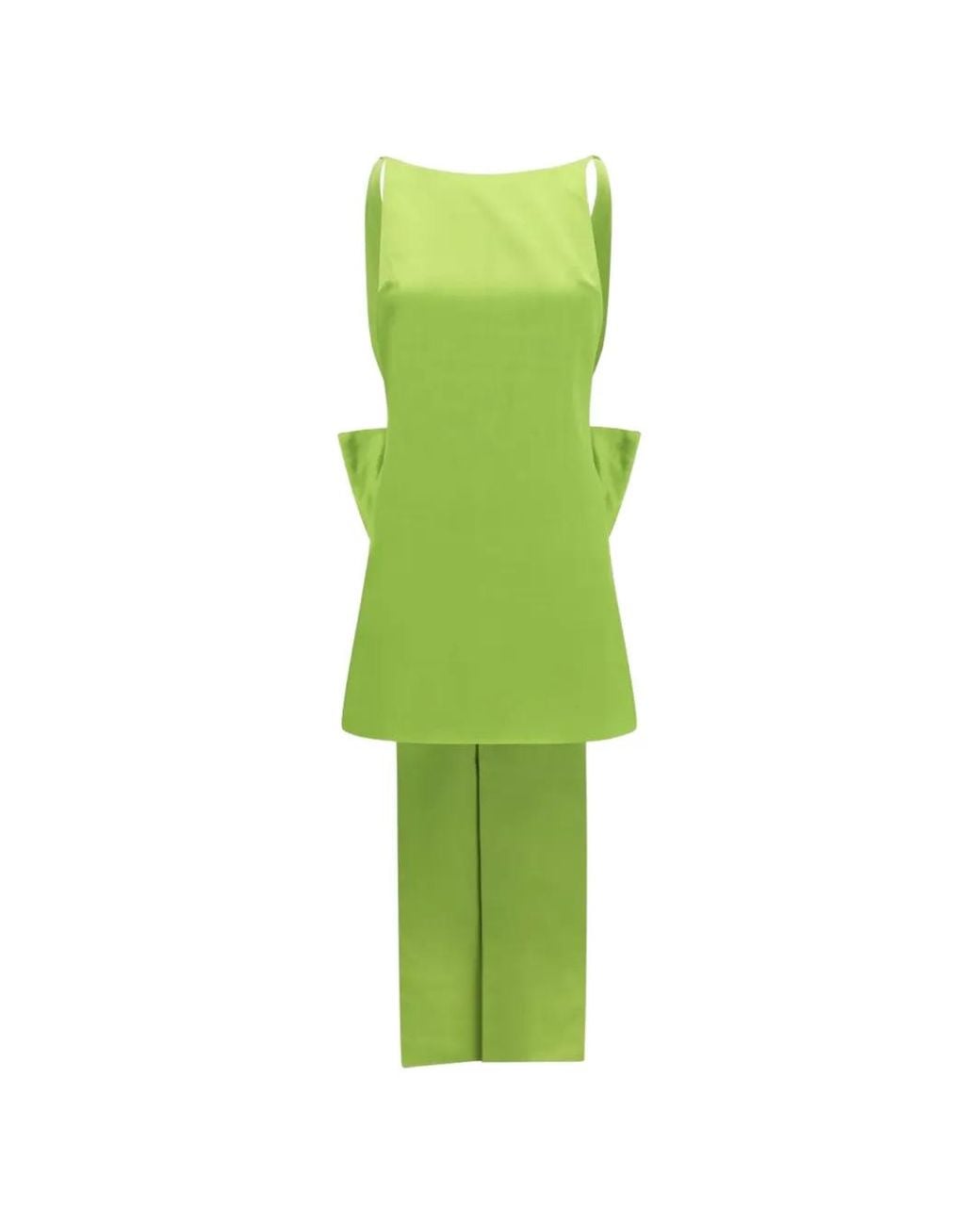 Self-Portrait Green Satin Bow Mini Dress