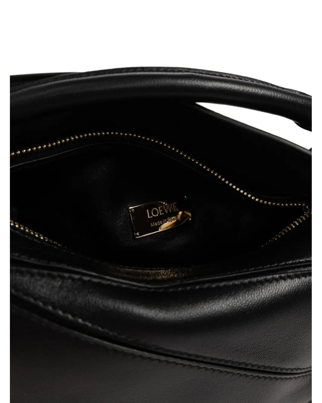 Loewe Black Mini Sac À Main Puzzle Fold En Cuir