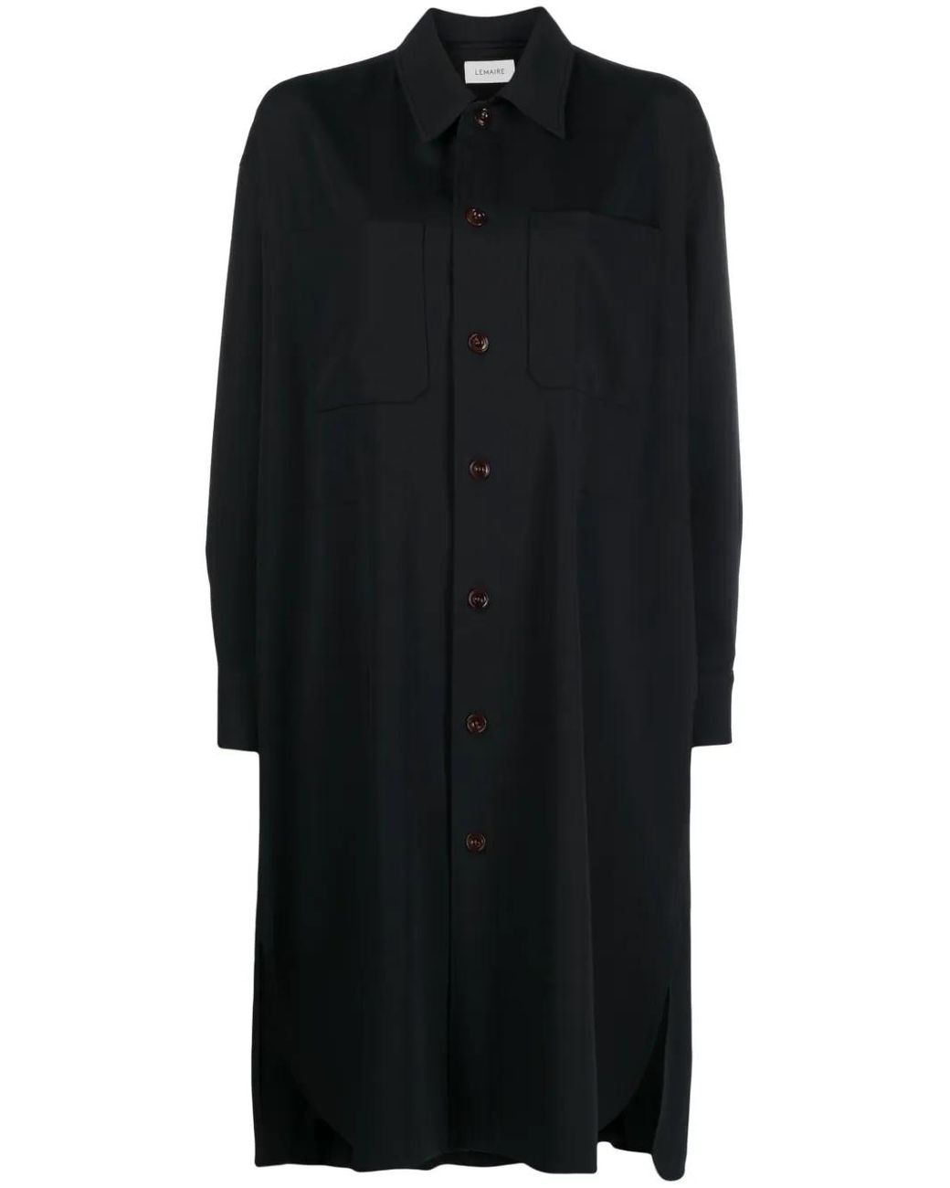 Lemaire Black Long-Sleeve Shirt Dress