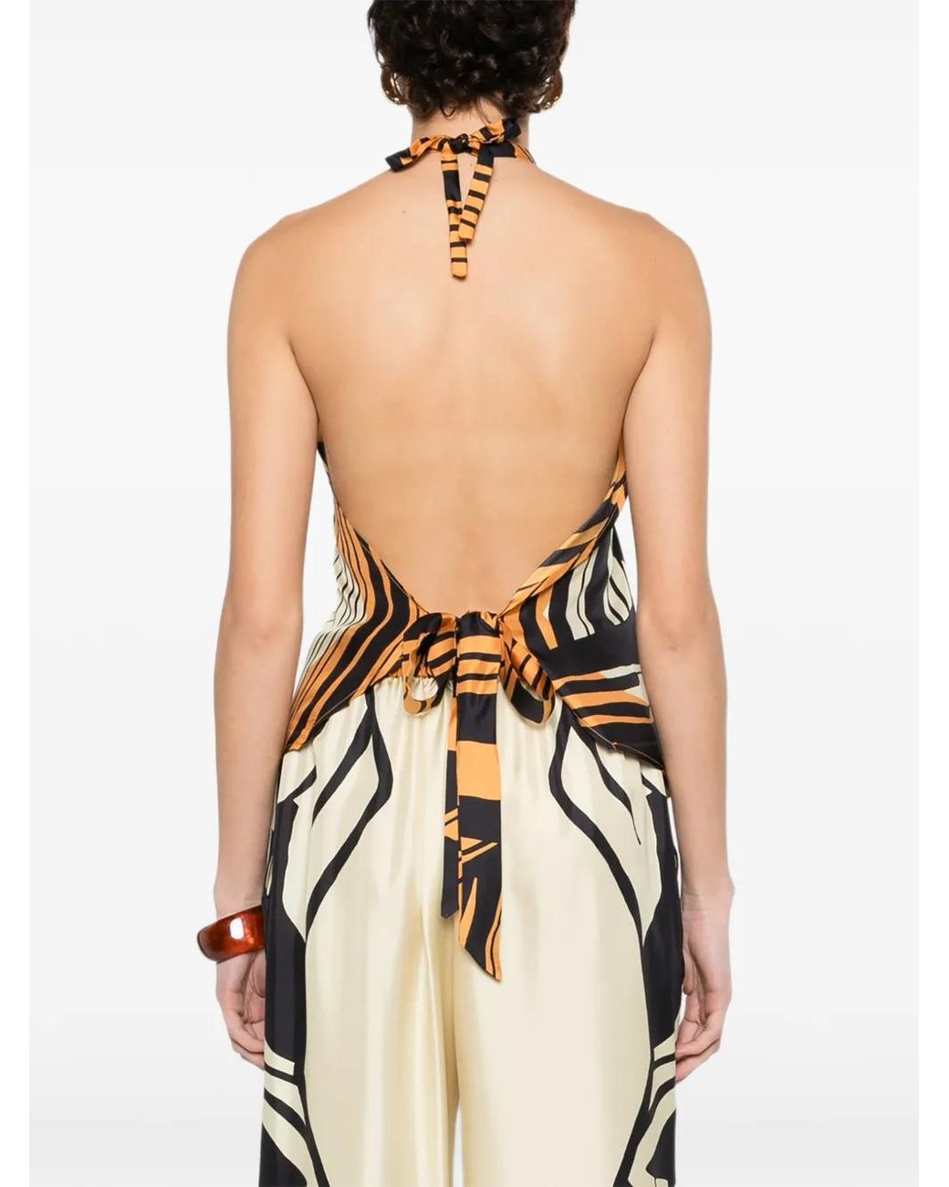 Raquel Diniz Black Lea Halterneck Striped Top