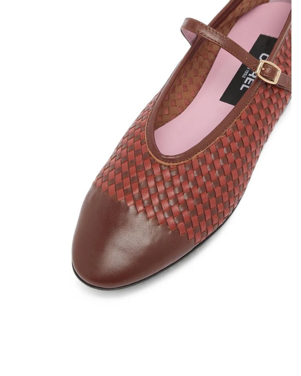 CAREL PARIS Red Ballerines Tracy En Cuir Tressé