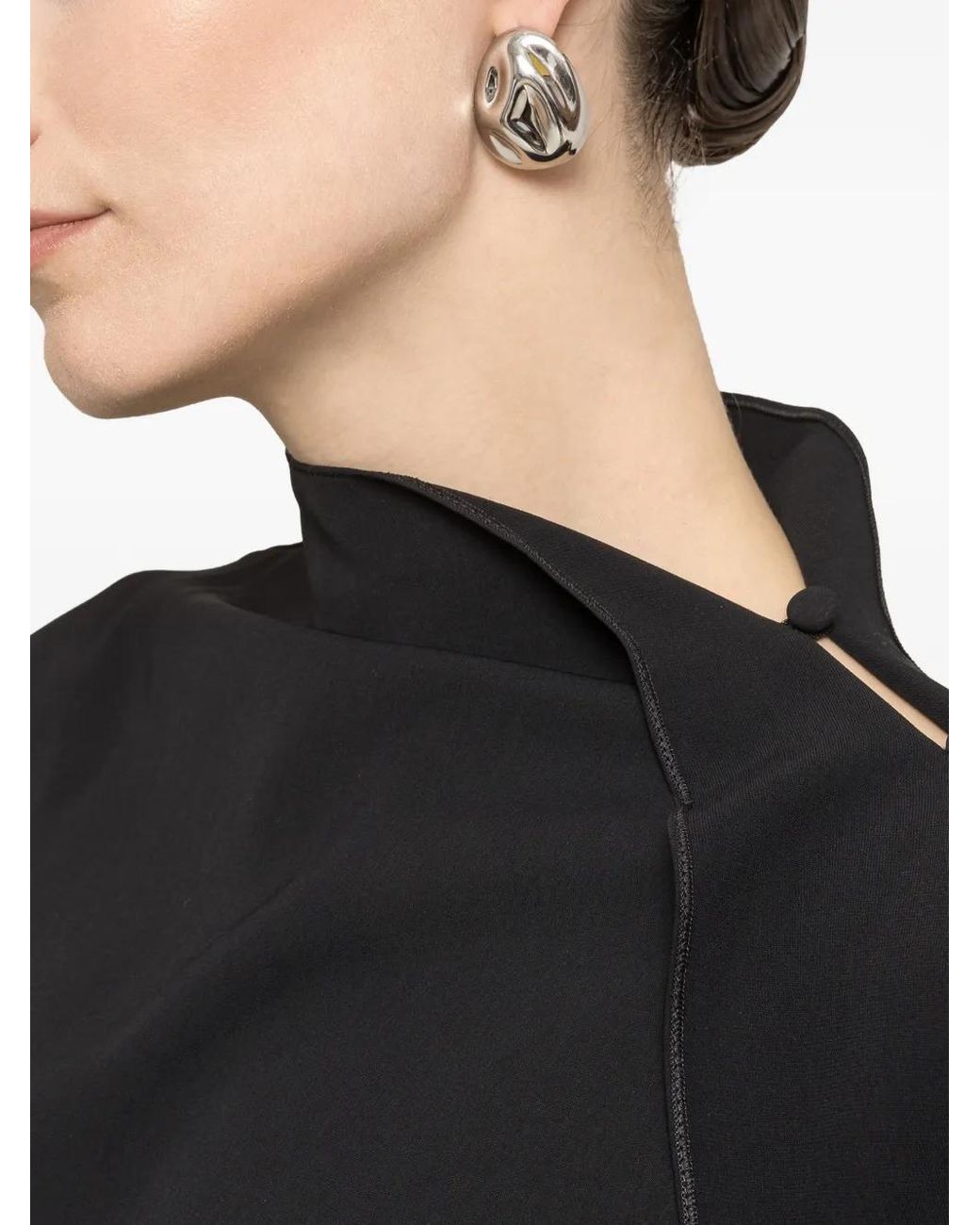 Nissa Black Short-Sleeve Top