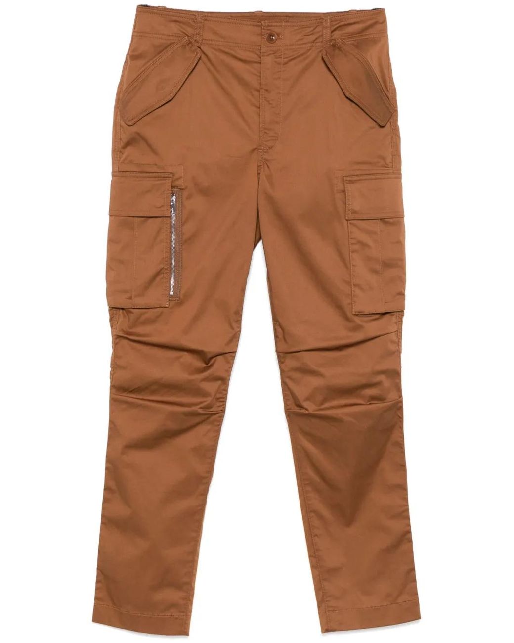 Ralph Lauren Brown Ankle Cargo Trousers With Functional Pockets