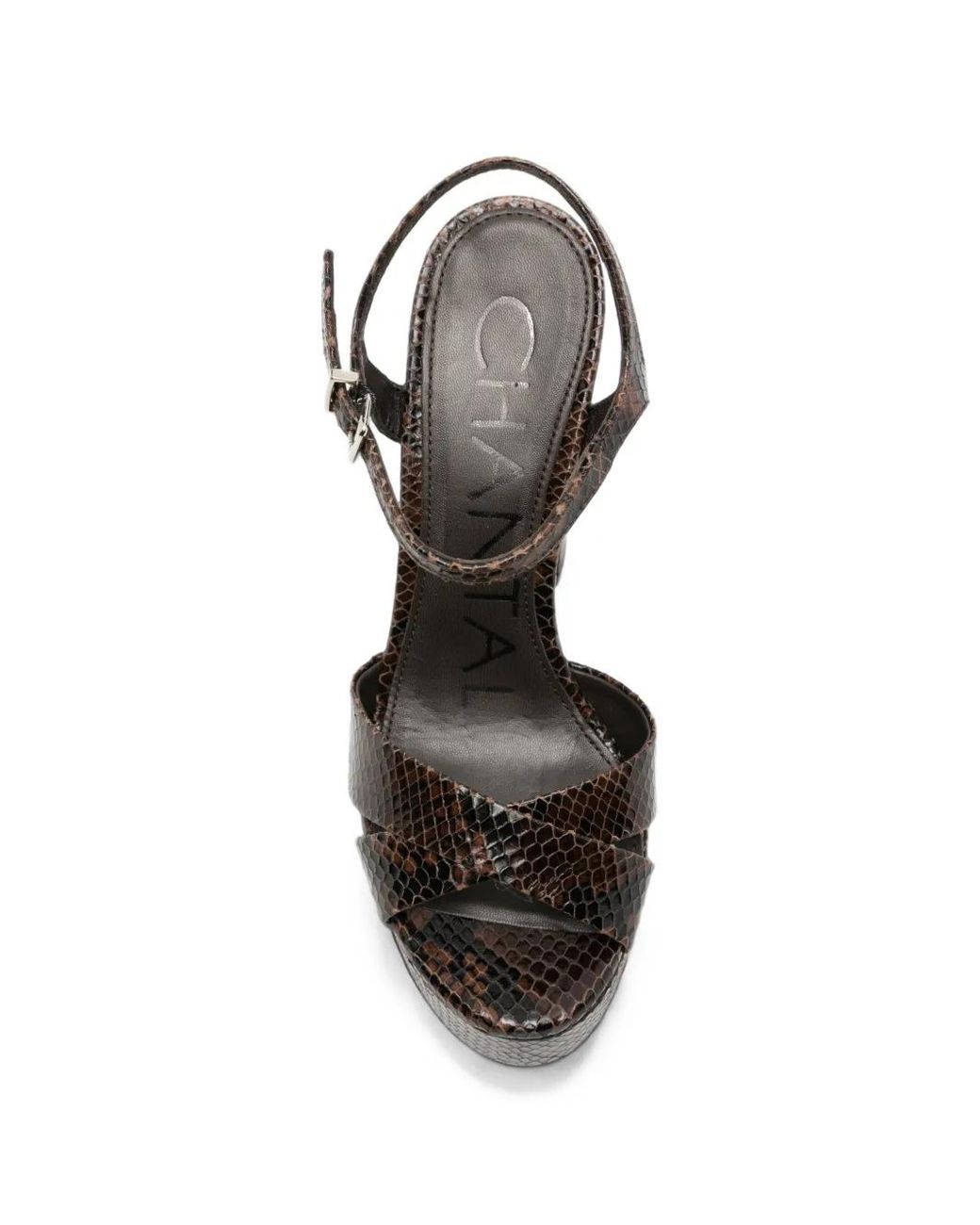 Chantal Black Snakeskin-Effect Platform Sandals