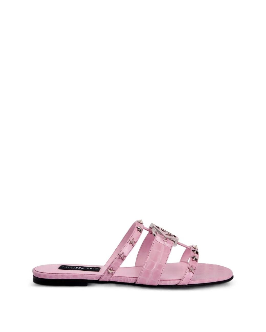 Philipp Plein Pink Cocco Print Sandals