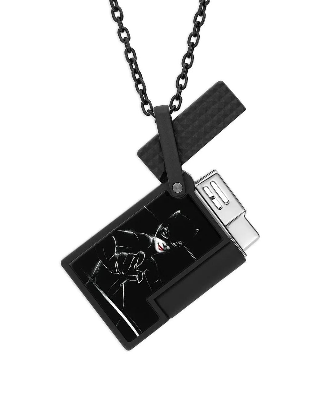 S T Dupont Blue Collier À Pendentif Briquet Imprimé Catwoman