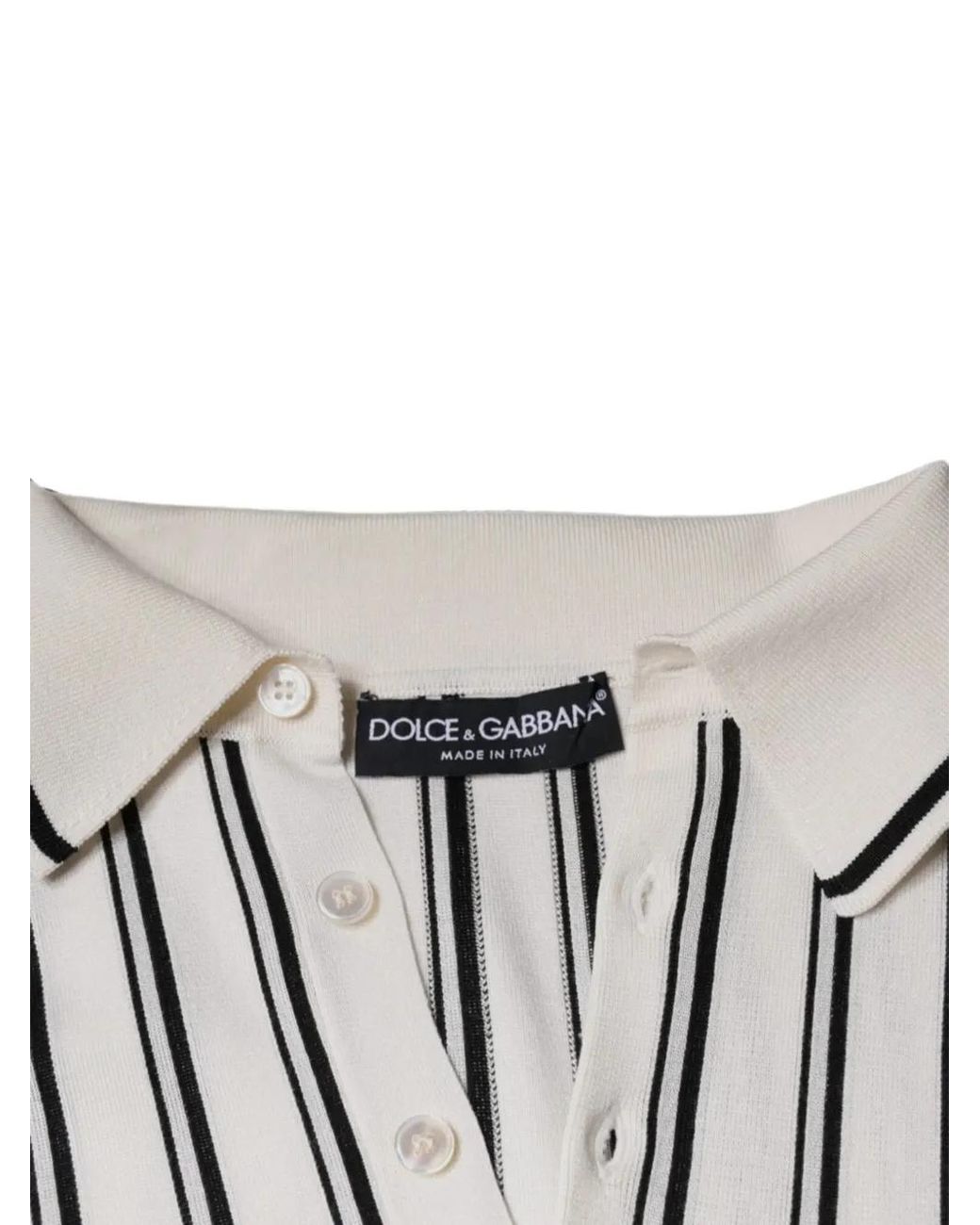 Dolce & Gabbana White Vertical-Stripe Polo Shirt for men