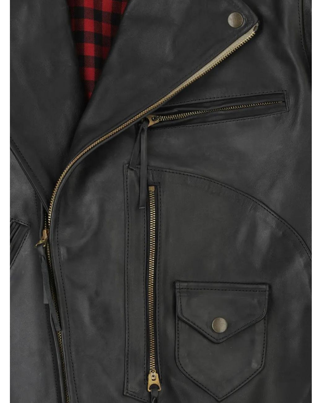Fortela Black Asymmetrical-Zip Leather Jacket for men