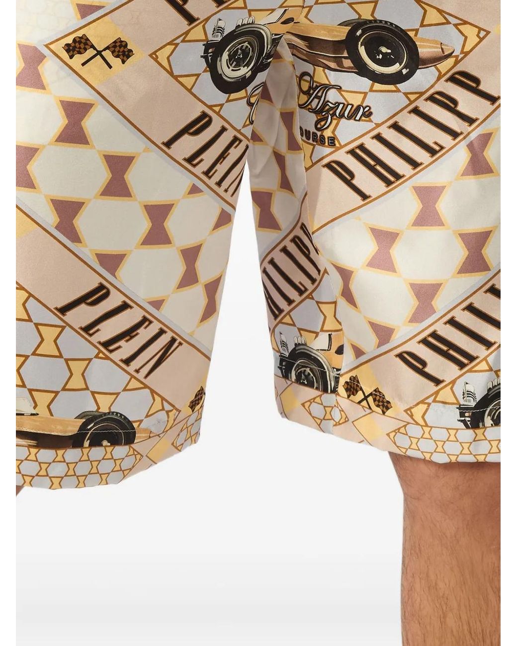 Philipp Plein Natural Cool Kid Cut Printed Silk Shorts for men