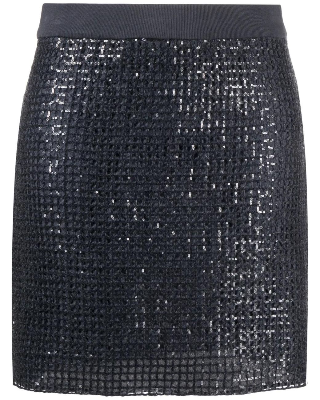 Brunello Cucinelli Blue Sequin-Embellished Miniskirt