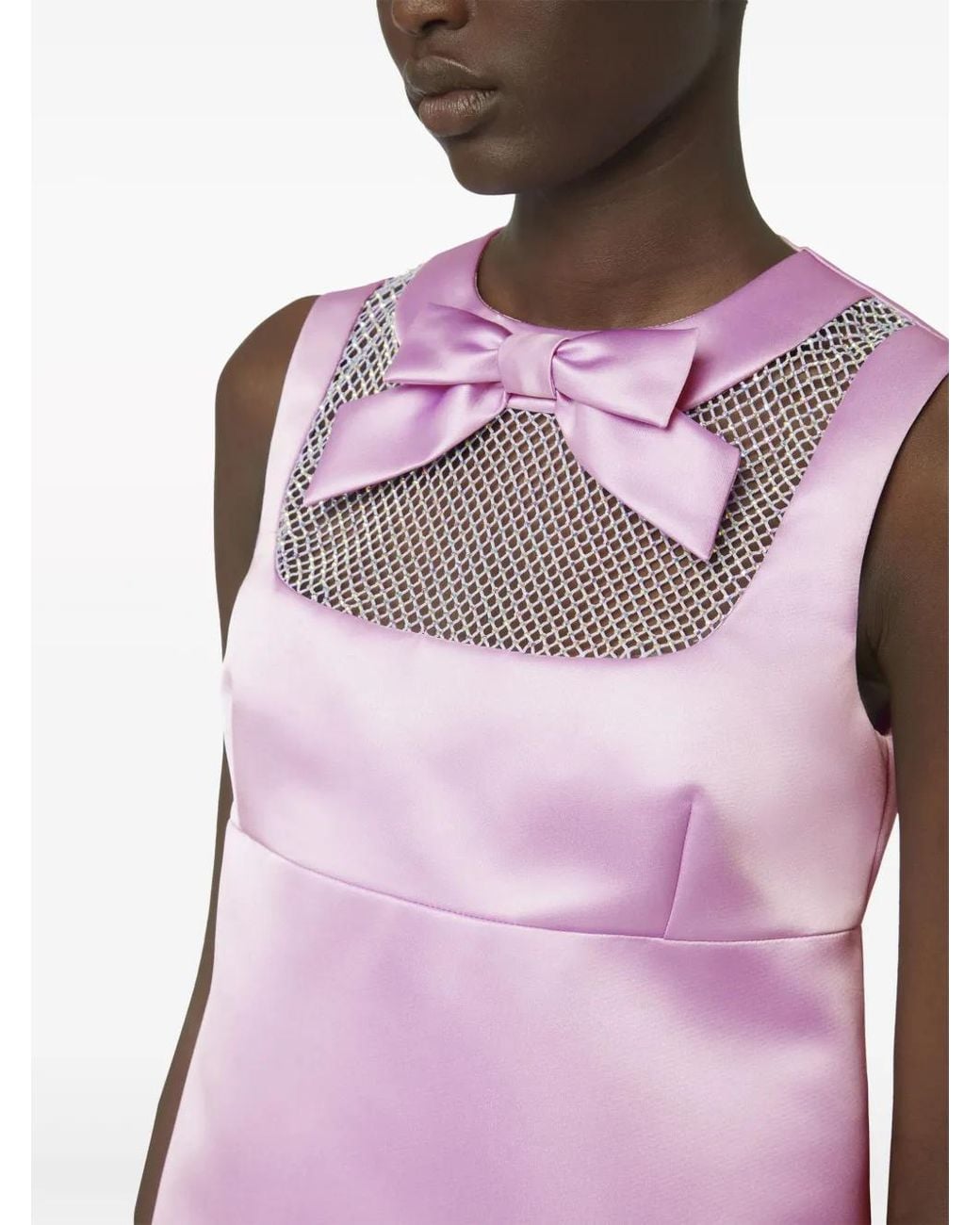 Nina Ricci Purple Bow-Detail Satin-Finish Minidress