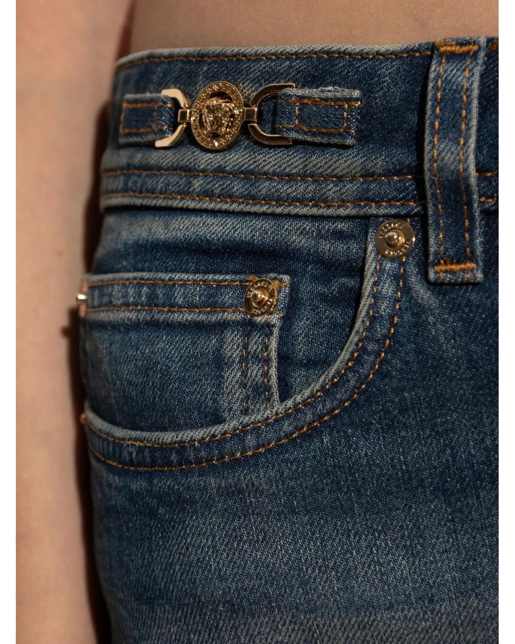 Versace Blue Medusa-Plaque Jeans