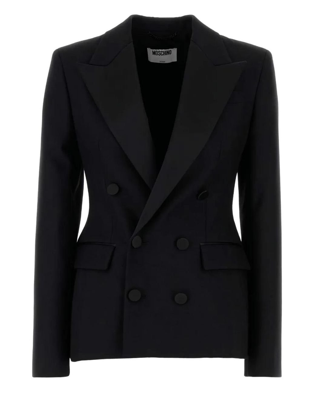 Moschino Black Double-Breasted Wool Blazer