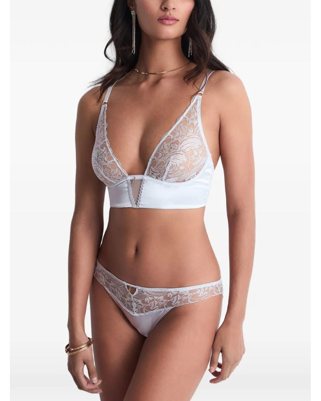 Aubade White Satin Memories Embroidered Triangle Bra