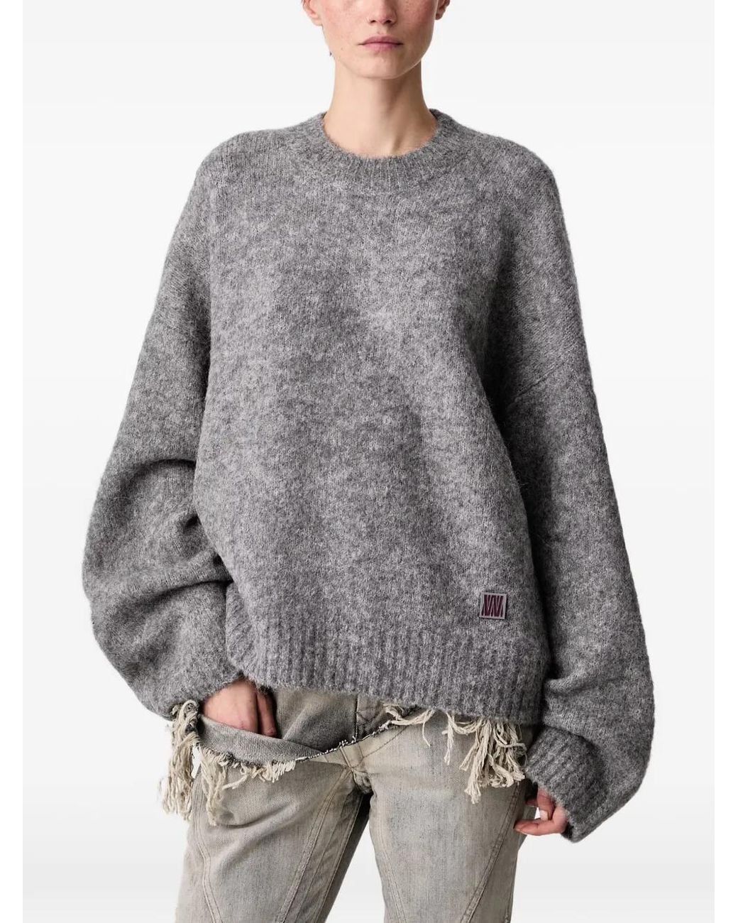WRSTBHVR Gray Enci V3 Logo-Intarsia Knitted Sweater