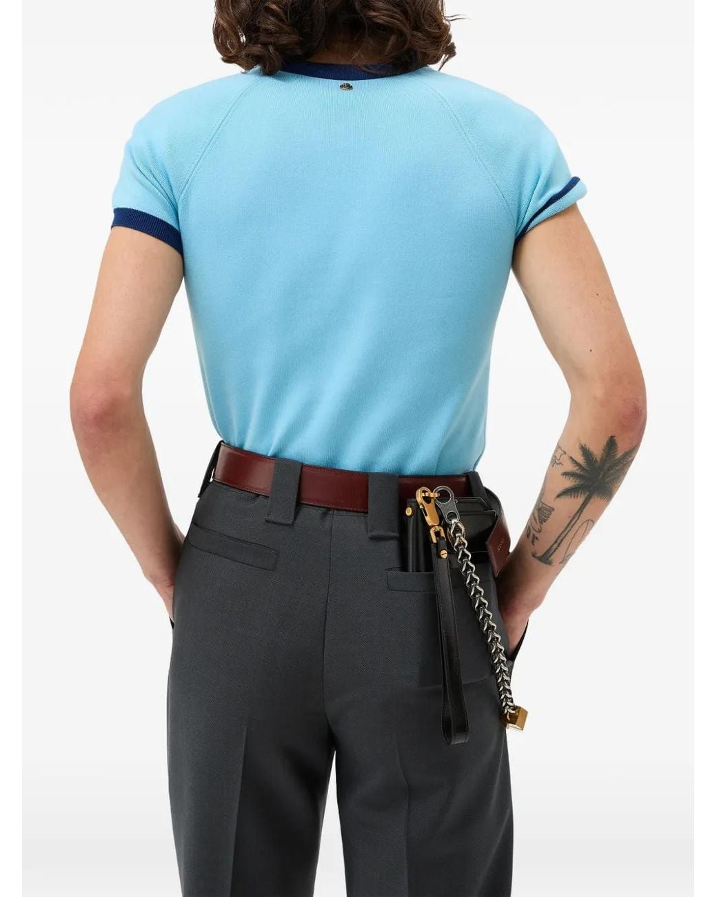 Versace Blue Cotton-Knit T-Shirt for men