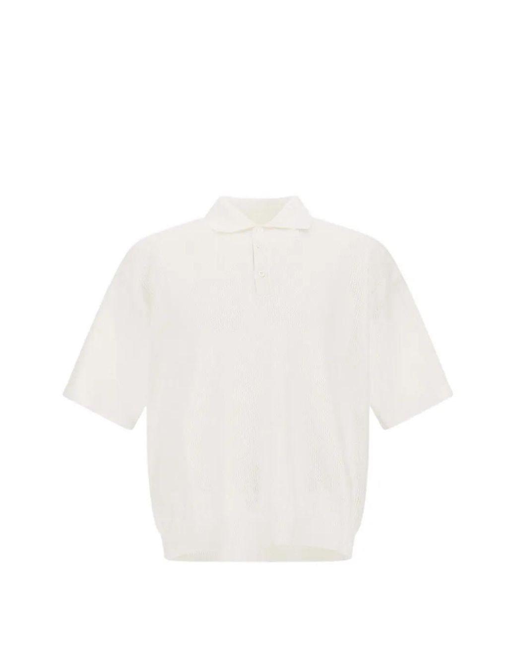 Herno White Open-Knit Polo Shirt for men