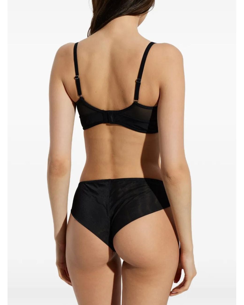 Heist Black Sheer-Panel Triangle Bra