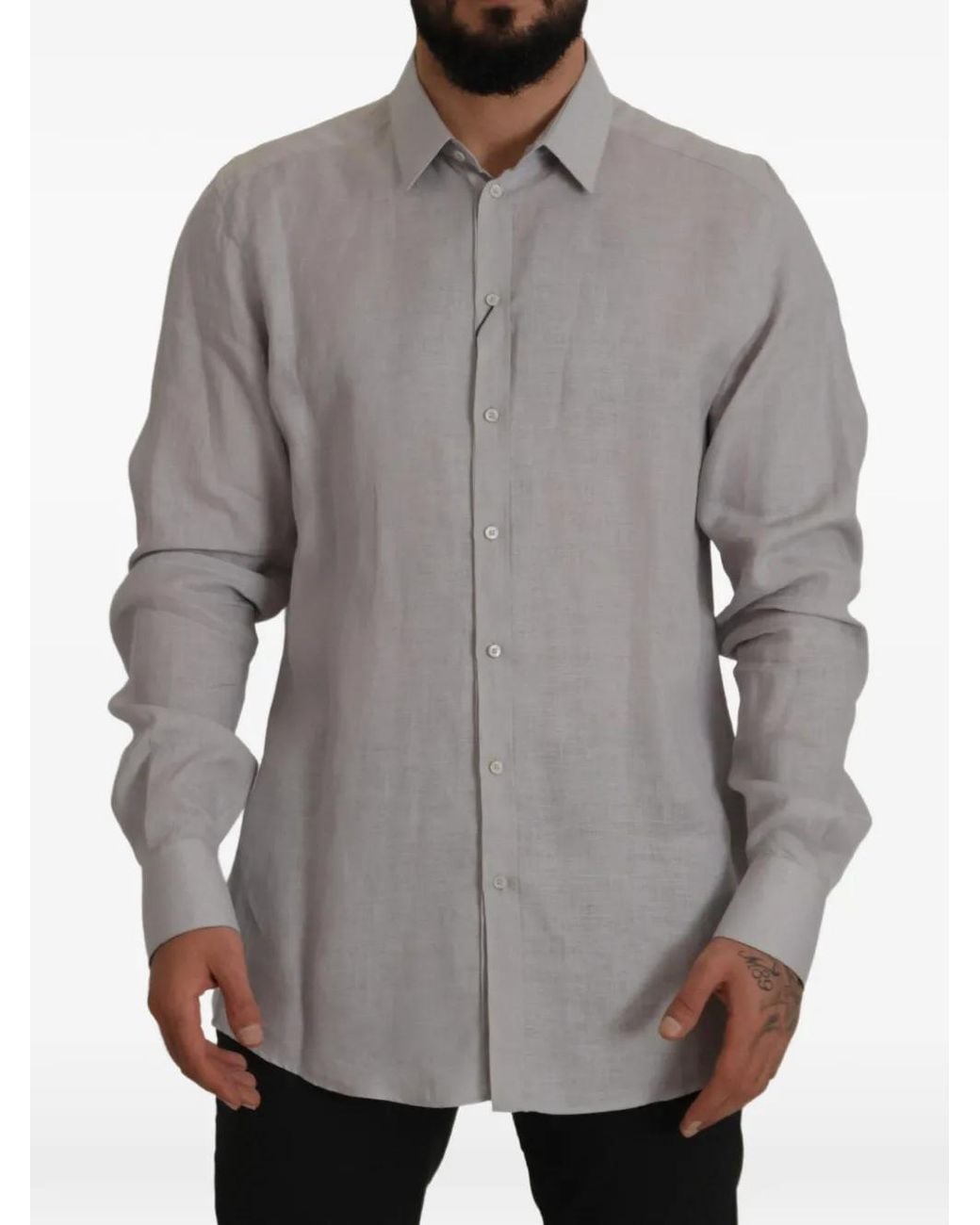 Dolce & Gabbana Gray Long-Sleeves Shirt for men