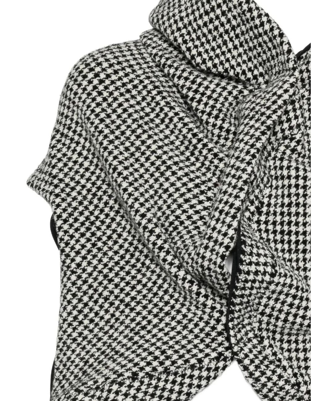 Junya Watanabe Houndstooth-Pattern Draped Jacket in Gray | Lyst