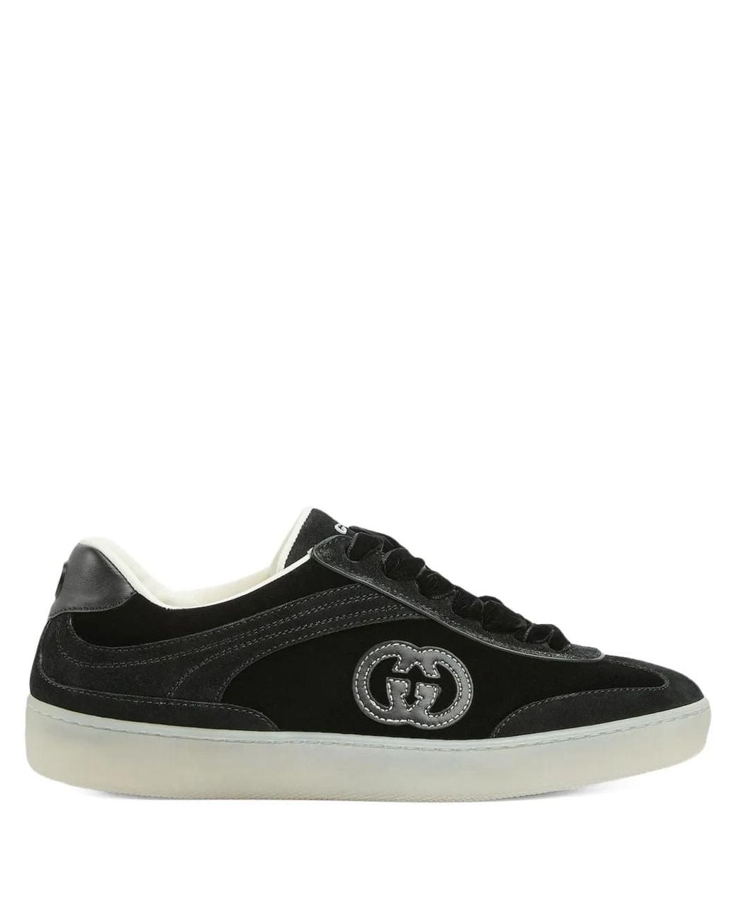 Gucci Black G75 Velvet & Suede Sneaker