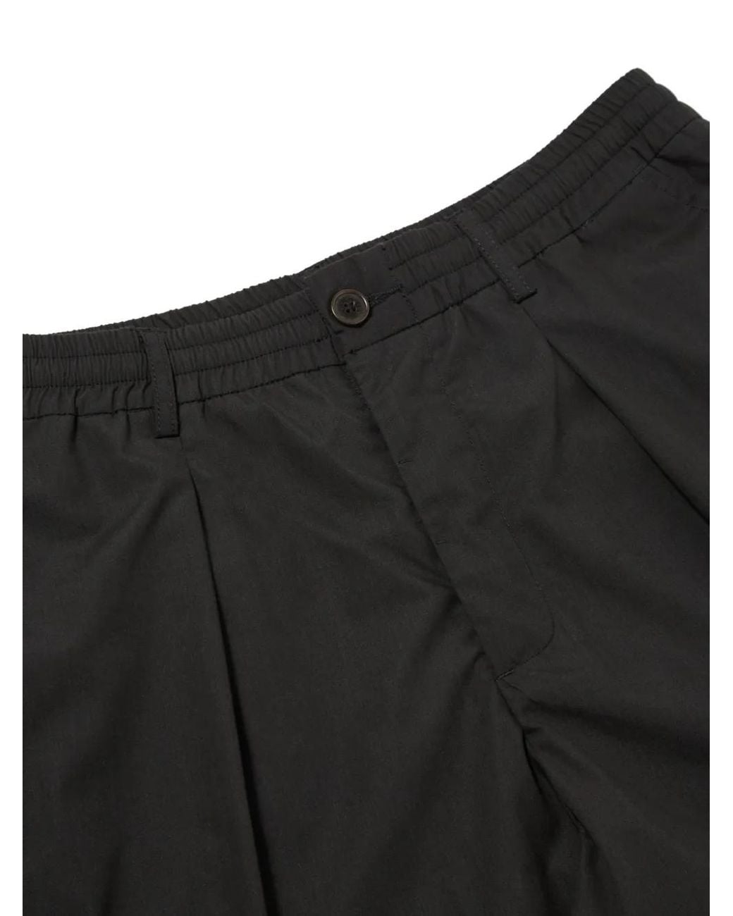 Universal Works Black Elasticated-Waist Pleated Shorts for men