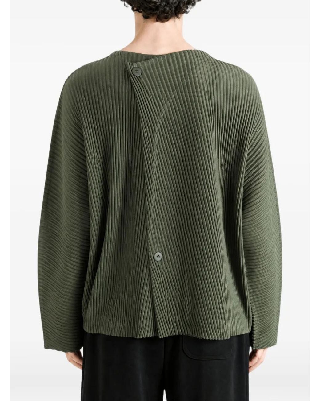 Homme Plissé Issey Miyake Green Slash Plissé-Effect Cardigan for men