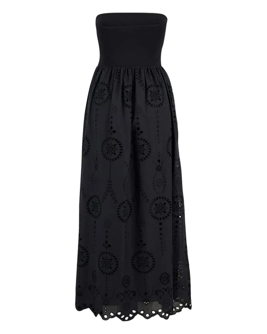 Matteau Black Strapless Broderie-Anglaise Maxi Dress