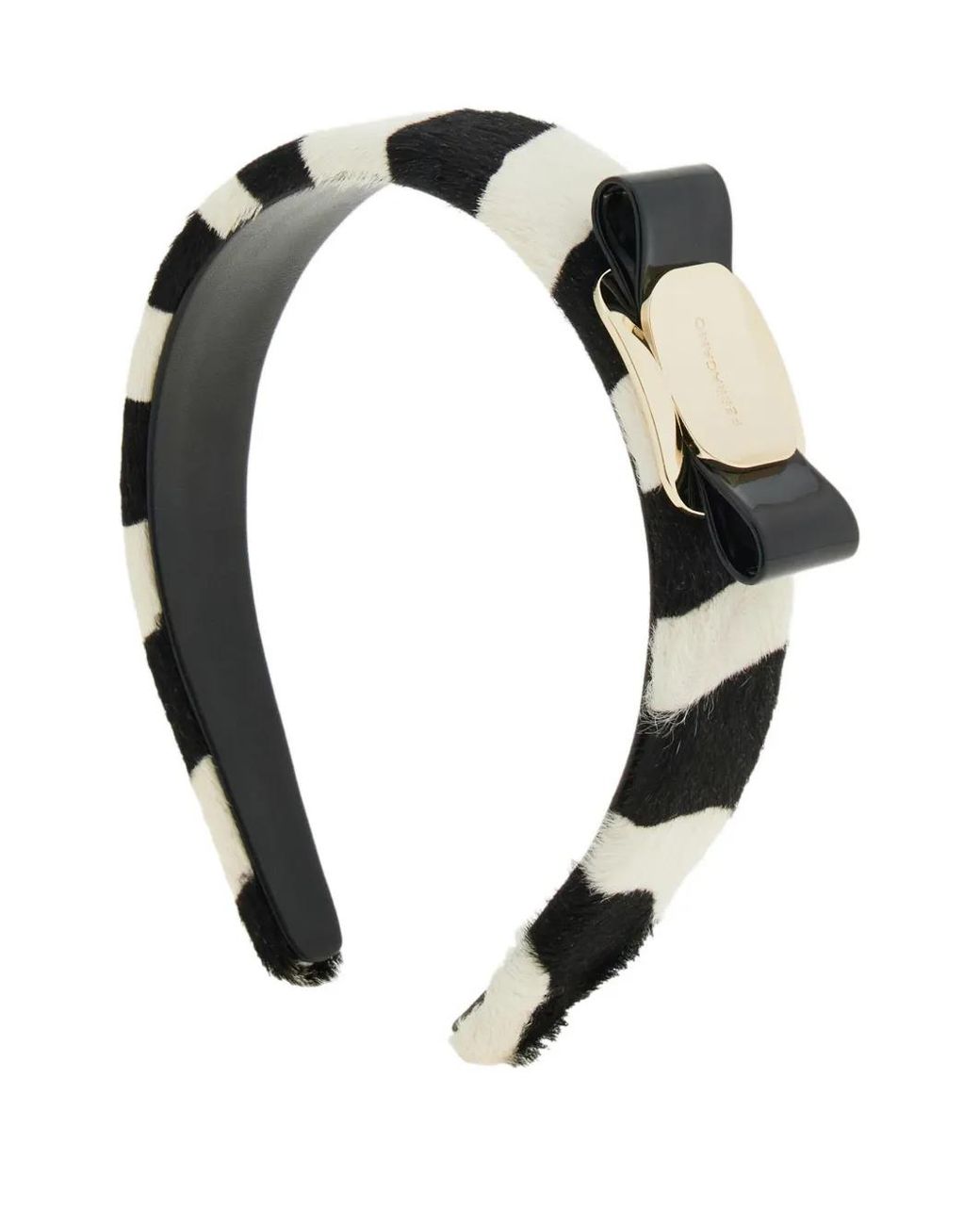 Ferragamo Black Vara Bow Zebra-Print Headband