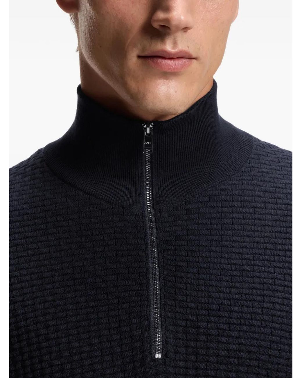 Boss Blue Quarter-Zip Sweater for men