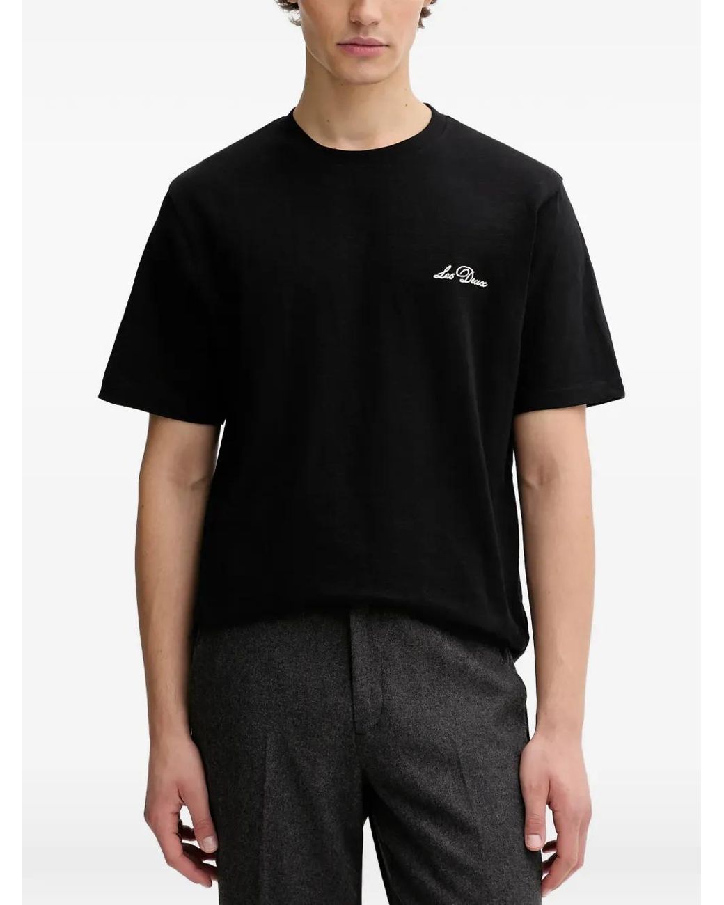 Les Deux Black Graphic-Print T-Shirt for men