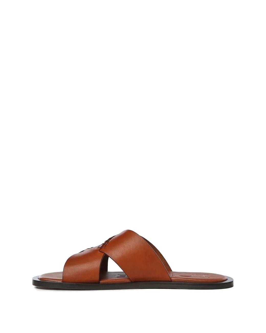 Loewe Brown Claquettes Flex À Brides Croisées En Cuir De Veau Tanné Végétal for men