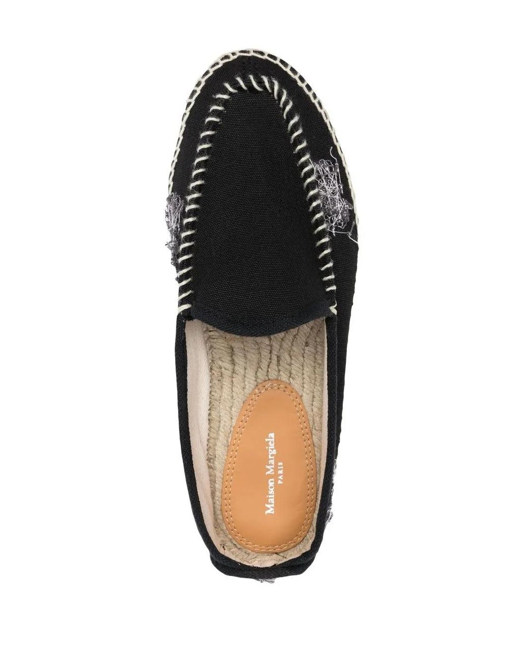 Maison Margiela Black Embroidered Canvas Espadrilles