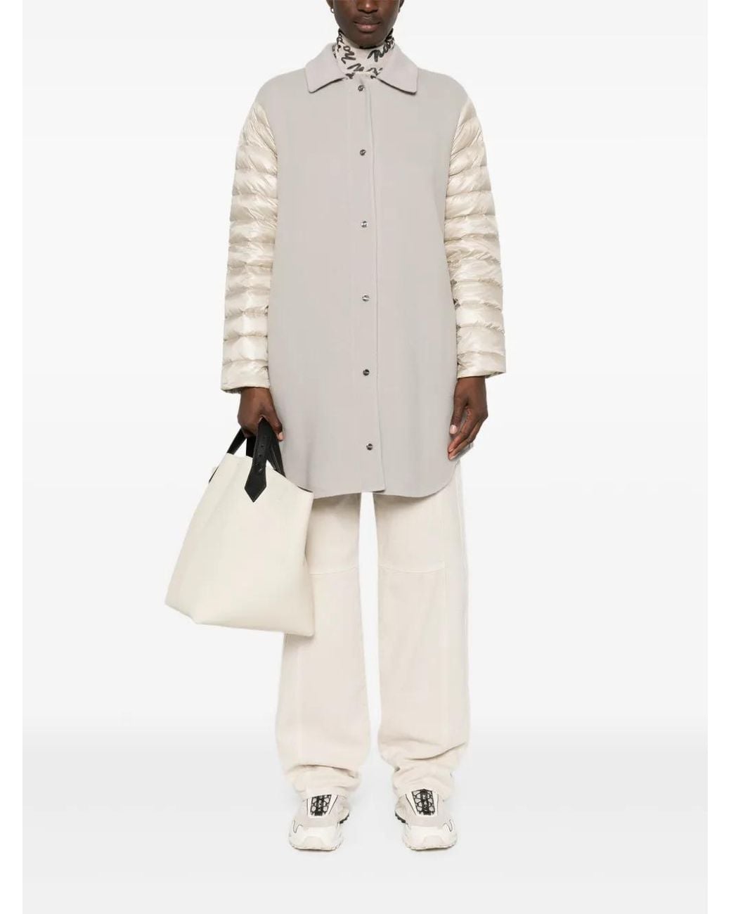 Herno White Panelled Puffer Coat