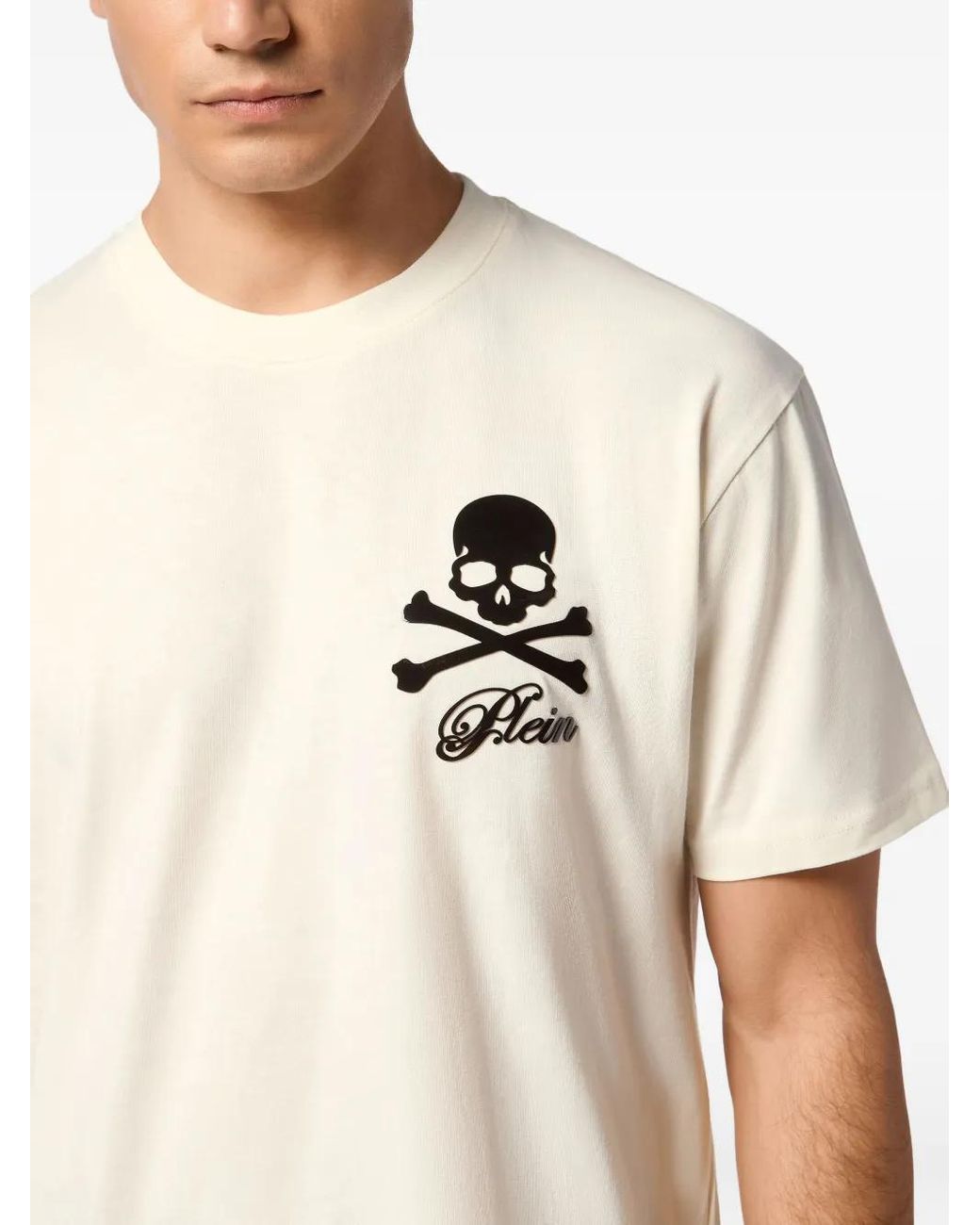 Philipp Plein Natural Skull Bones-Print T-Shirt for men