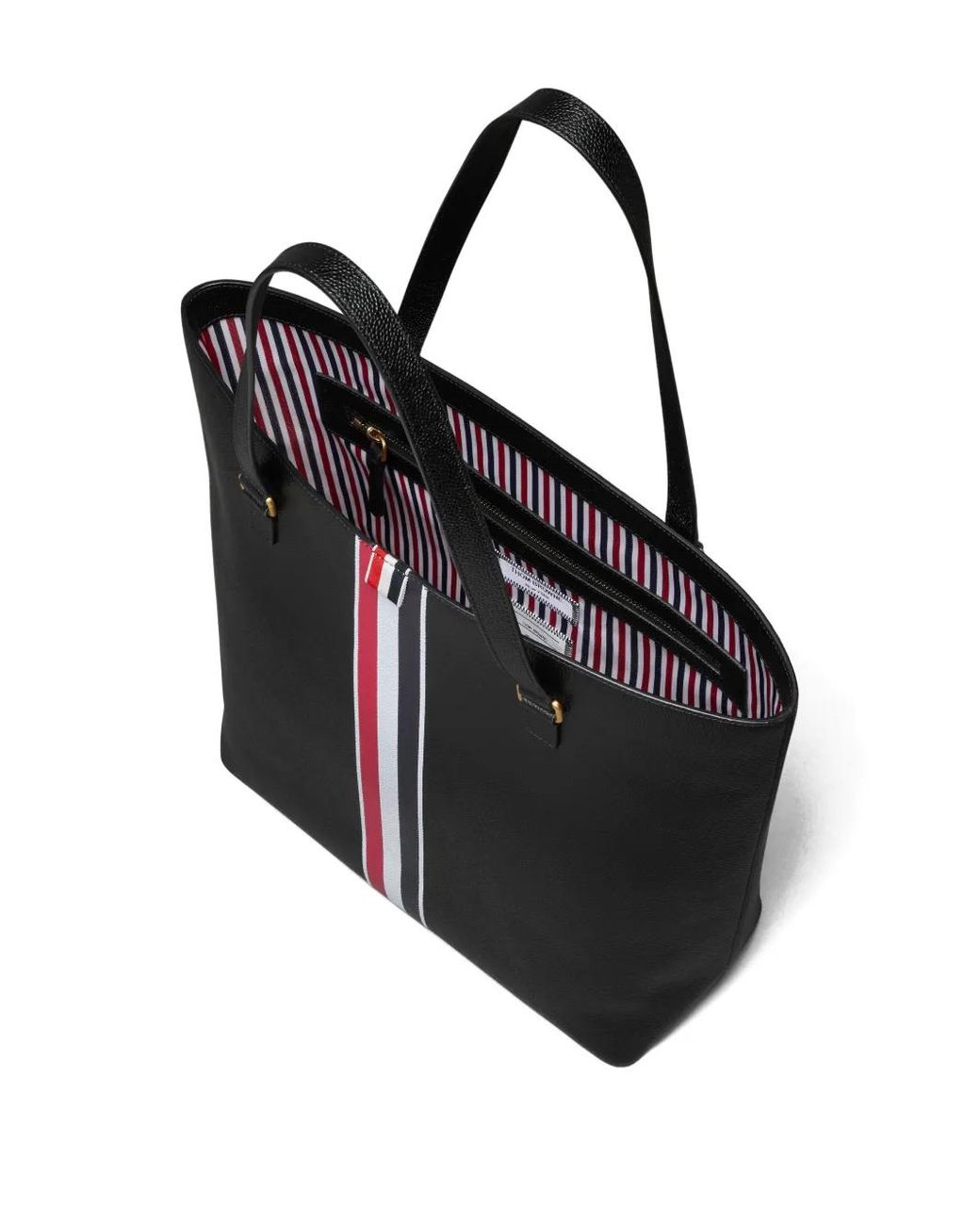 Thom Browne Black Rwb-Stripe Tote Bag