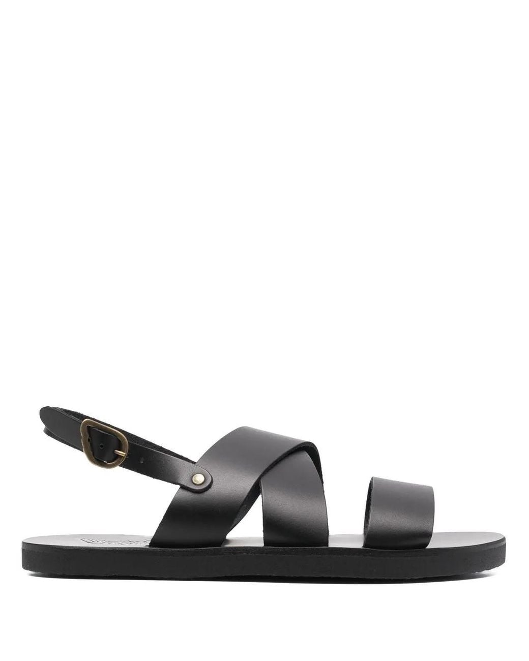 Ancient Greek Sandals Black Miltos Slingback Leather Sandals for men