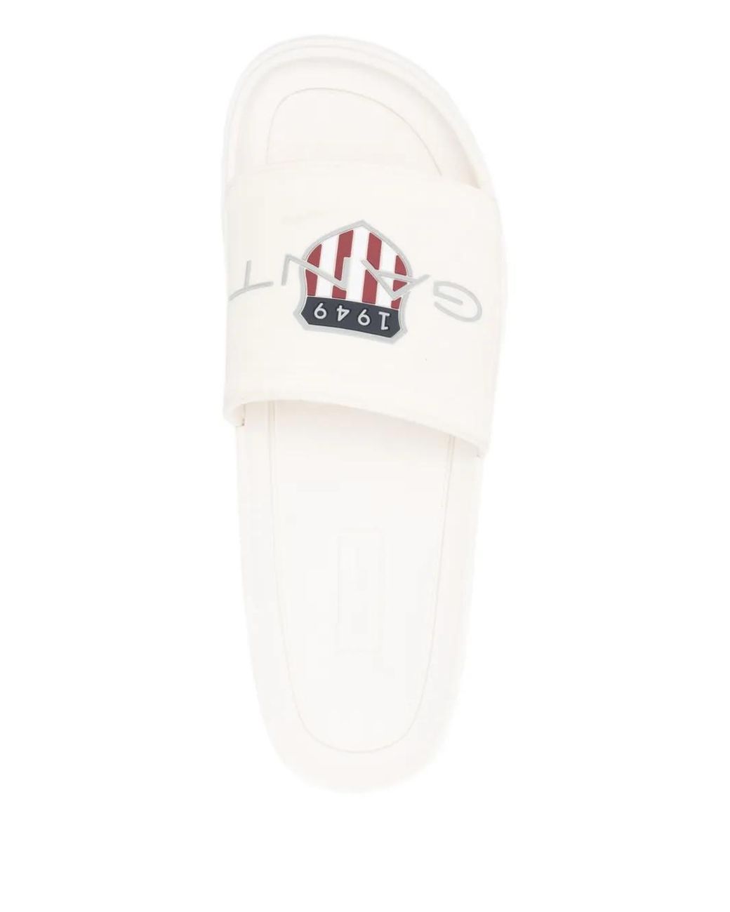 Gant White Pierbay Logo-Print Sliders for men