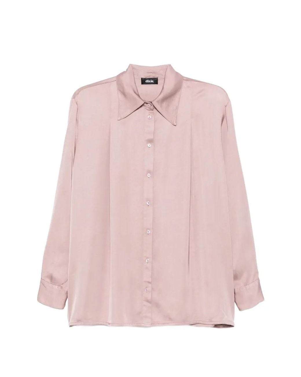 Dixie Pink Satin-Finish Button-Up Shirt