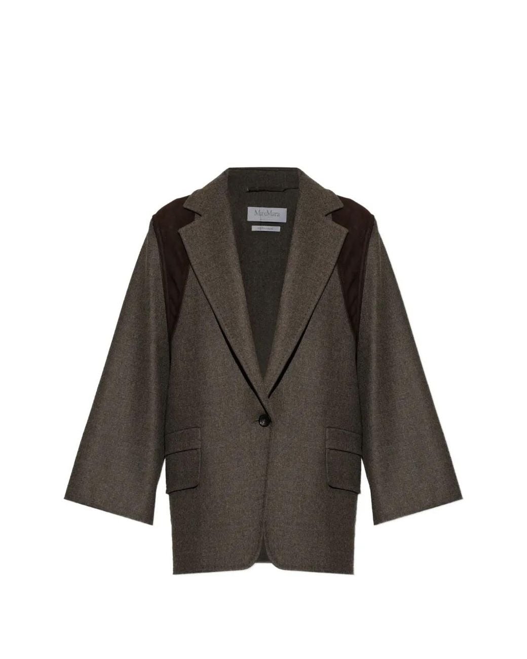Max Mara Gray Oversized Double Wool Jacket