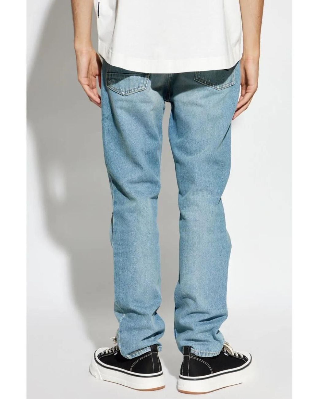 Palm Angels Blue Light Wash Cotton Jeans for men