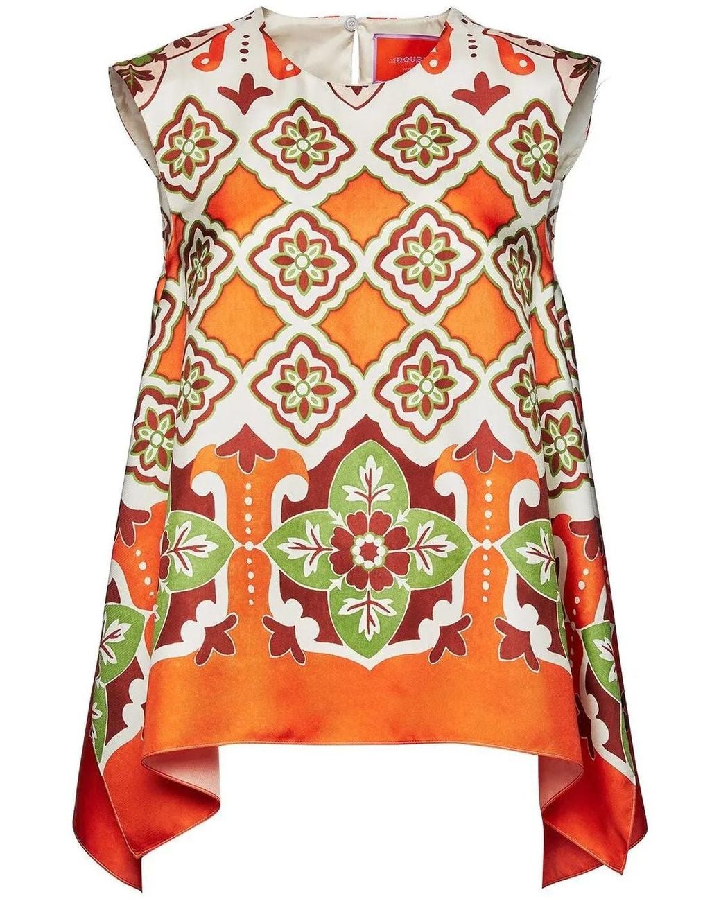LaDoubleJ Orange Blouse San Carlo Imprimé À Design Asymétrique